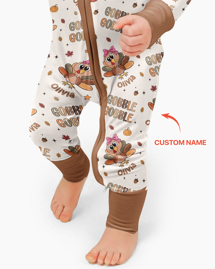 Custom Name Gobble Gobble Bamboo Convertible Zippy