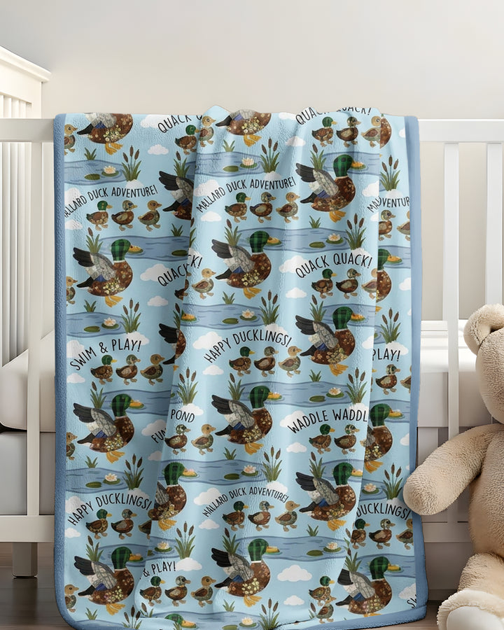 Happy Duckling Swim Bamboo Blanket