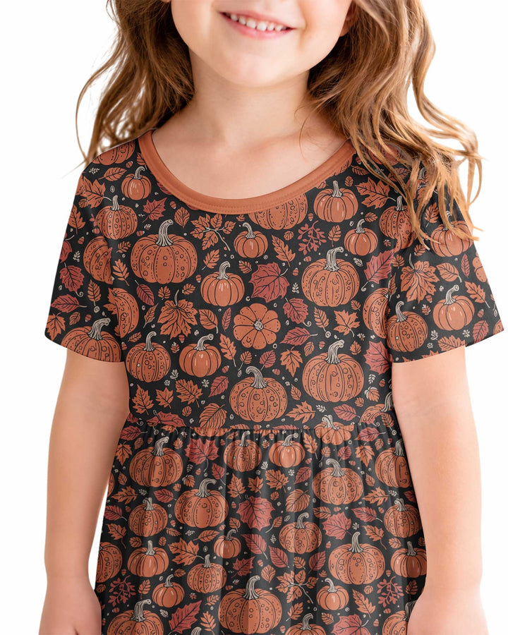 Retro Halloween Pumpkins Bamboo Twirl Dress
