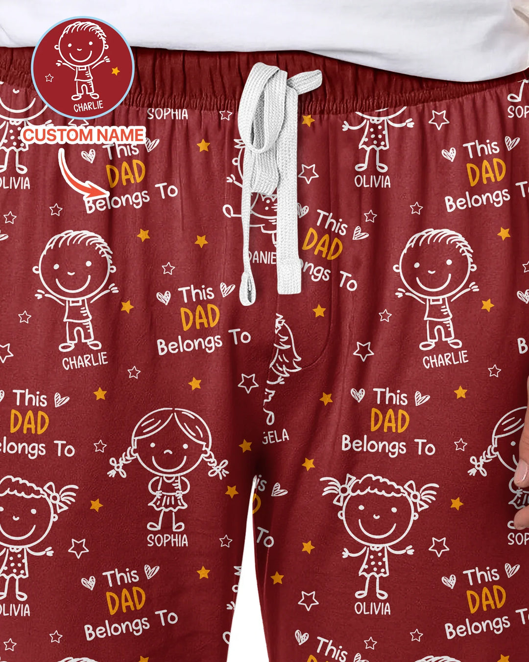 Custom Name This Dad Belongs To Doodle Bamboo Men's Pajama Set