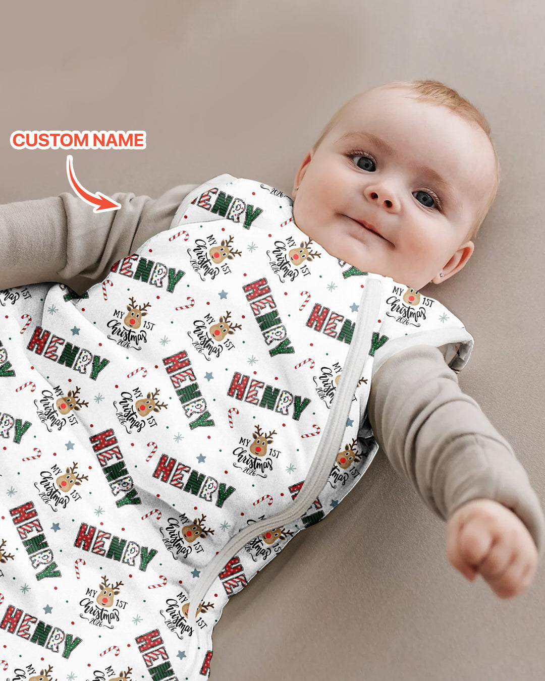 Custom Name "My First Christmas 2026" - Bamboo Sleep Bag (S)