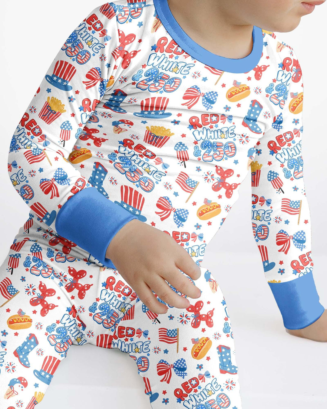 Red White & 250 Bamboo Two Piece Long Sleeve Pajama Set
