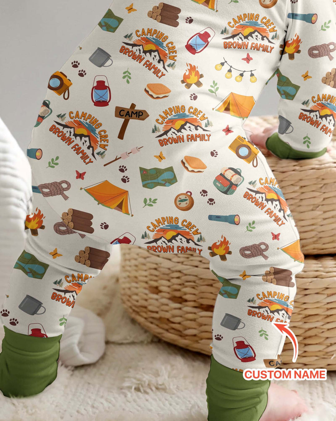Custom Name Camping Crew Family Matching Bamboo Convertible Zippy