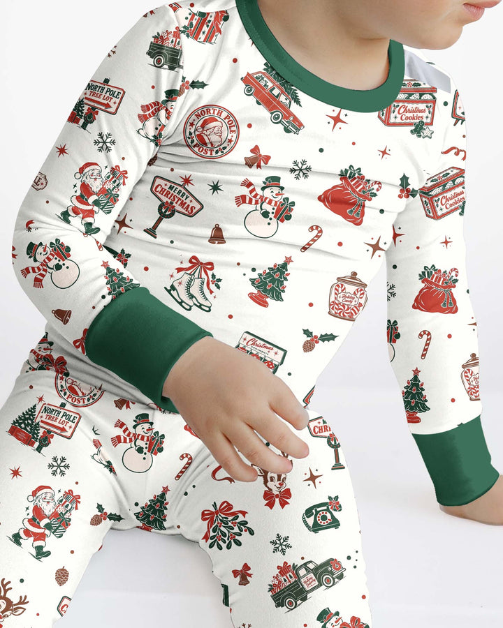 North Pole Retro Bamboo Two Piece Long Sleeve Pajama Set