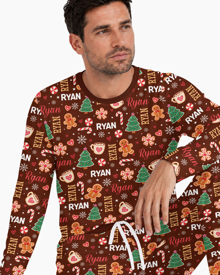 Custom Name Christmas Crew Family Matching Bamboo Men's Pajama Set