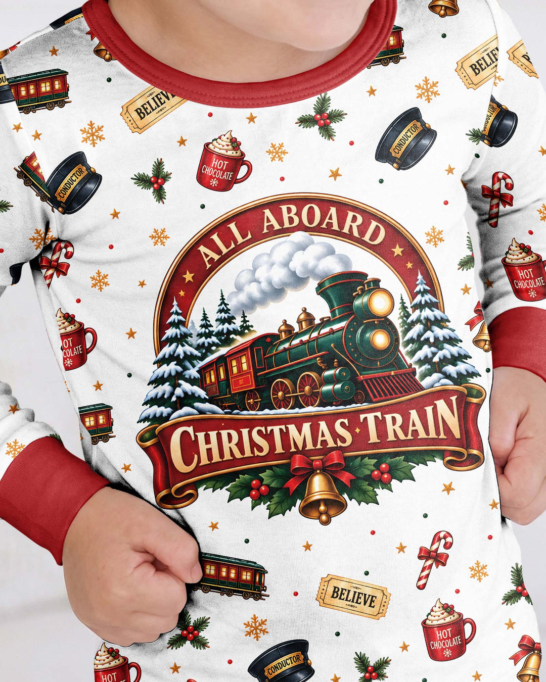 All Aboard Christmas Express Bamboo Two Piece Long Sleeve Pajama Set