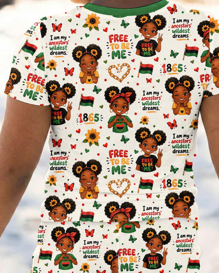 Juneteenth I am My Ancestors' Wildest Dream Bamboo Two Piece Short Sleeve Pajama Set