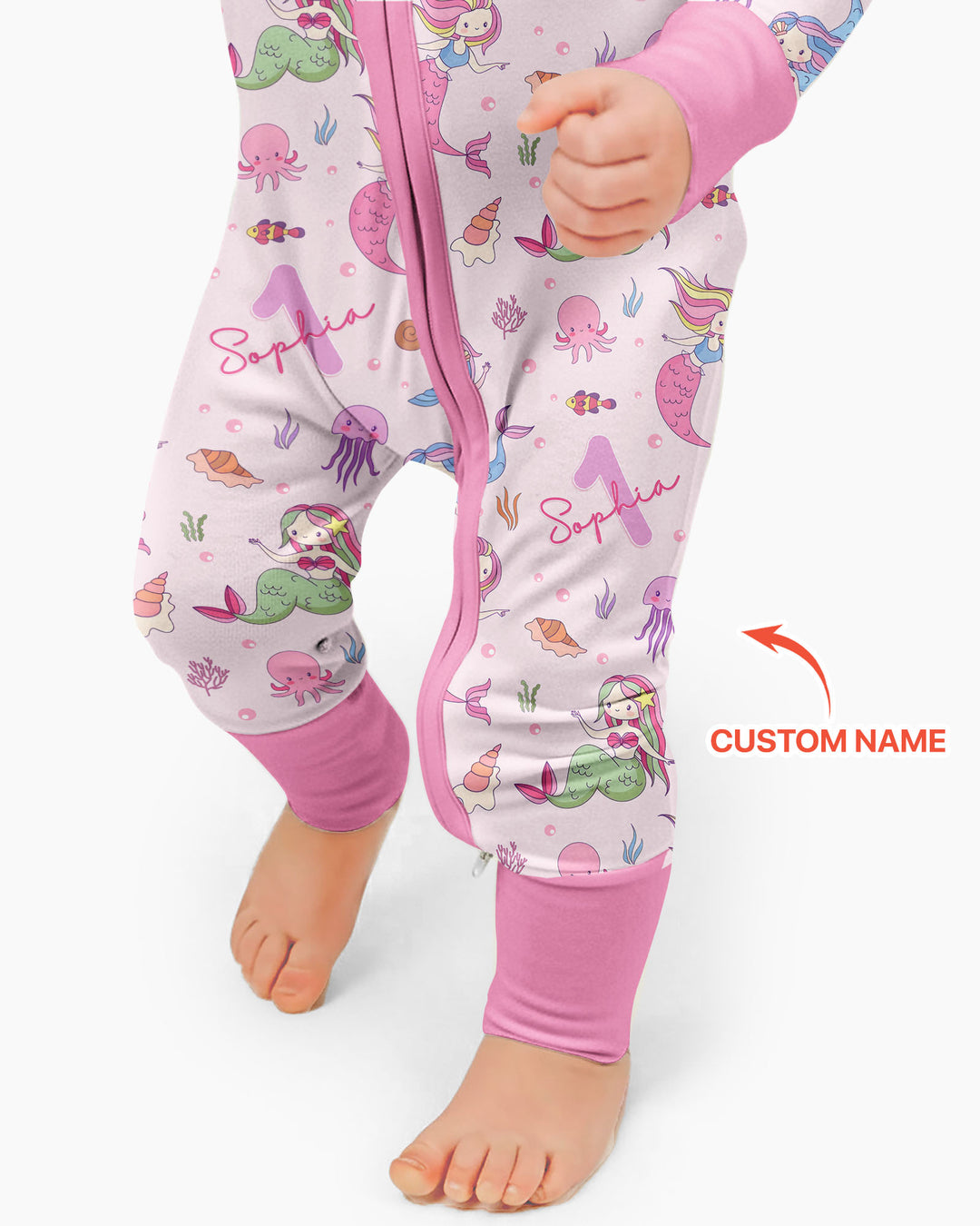 Custom Name Birthday Mermaid Bamboo Convertible Zippy