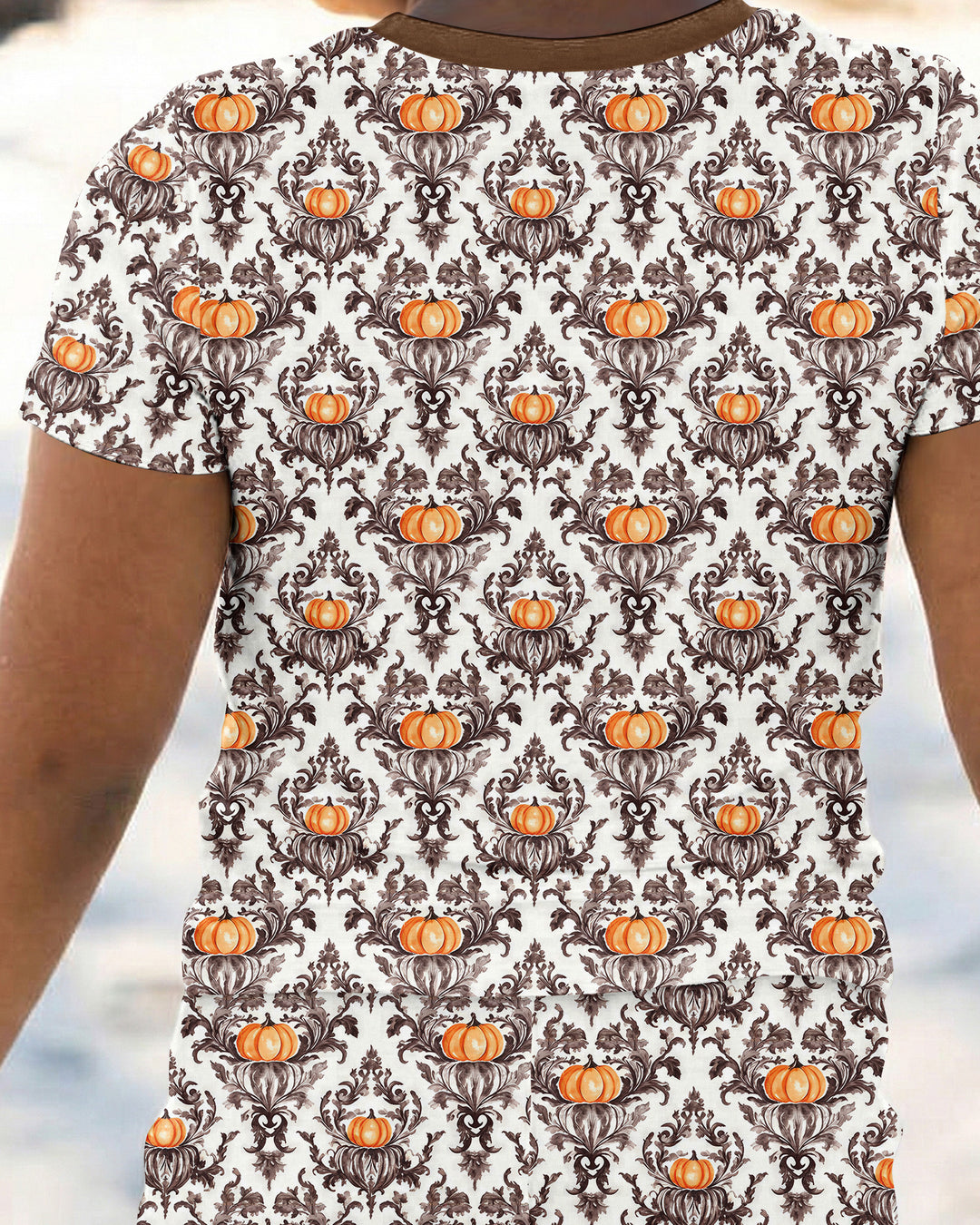 Pumpkin Toile Family Matching Bamboo Two Piece Short Sleeve Pajama Set