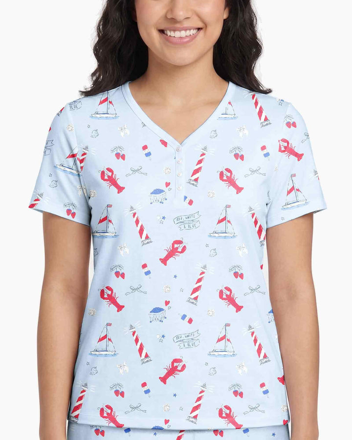 East Coast Bamboo Women Short Sleeve Short Pajama Set