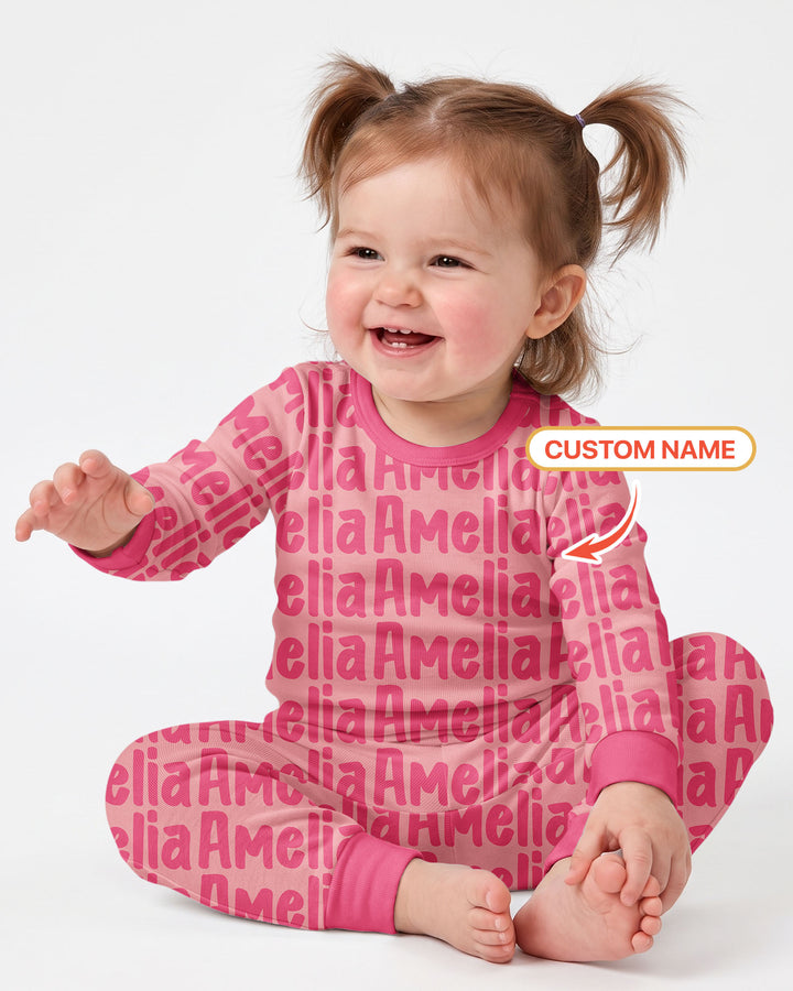 Little Letters Bamboo Two Piece Long Sleeve Pajama Set Bamboo Two Piece Long Sleeve Pajama Set