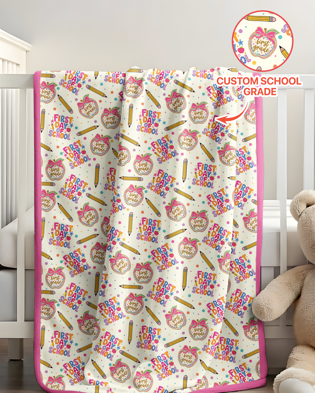 Custom School Grade First Day Cutie Bamboo Blanket