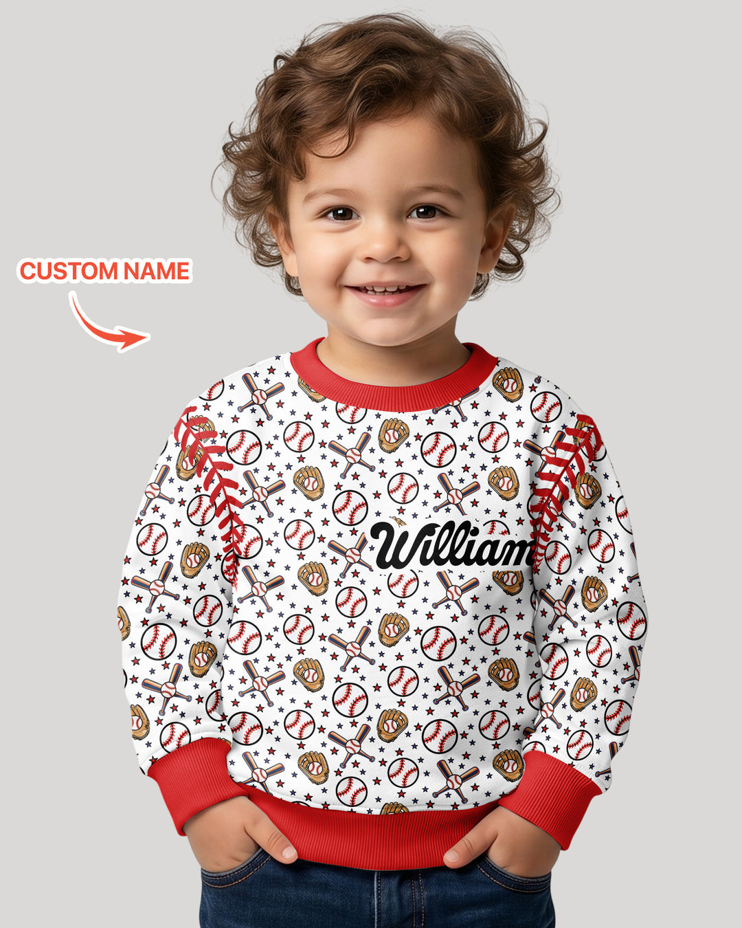 All-Star Baseball Custom Name Bamboo Crewneck Sweatshirt