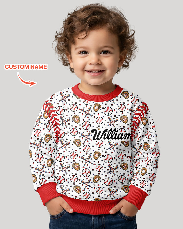 All-Star Baseball Custom Name Bamboo Crewneck Sweatshirt