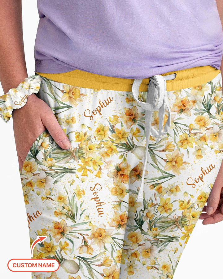 Custom Name Birth Month Flowers Bamboo Women Pajama Set