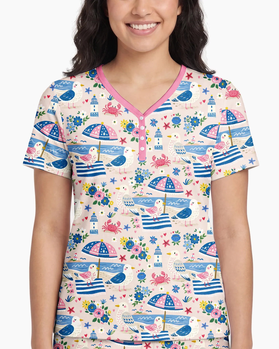 A Day At The Shore Bamboo Women Short Sleeve Short Pajama Set