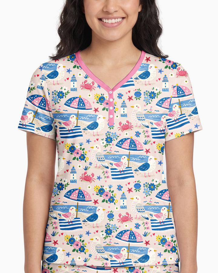 A Day At The Shore Bamboo Women Short Sleeve Short Pajama Set