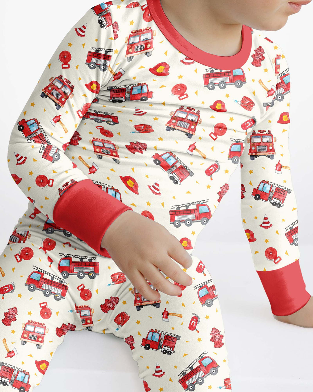 Fire Truck Bamboo Two Piece Long Sleeve Pajama Set