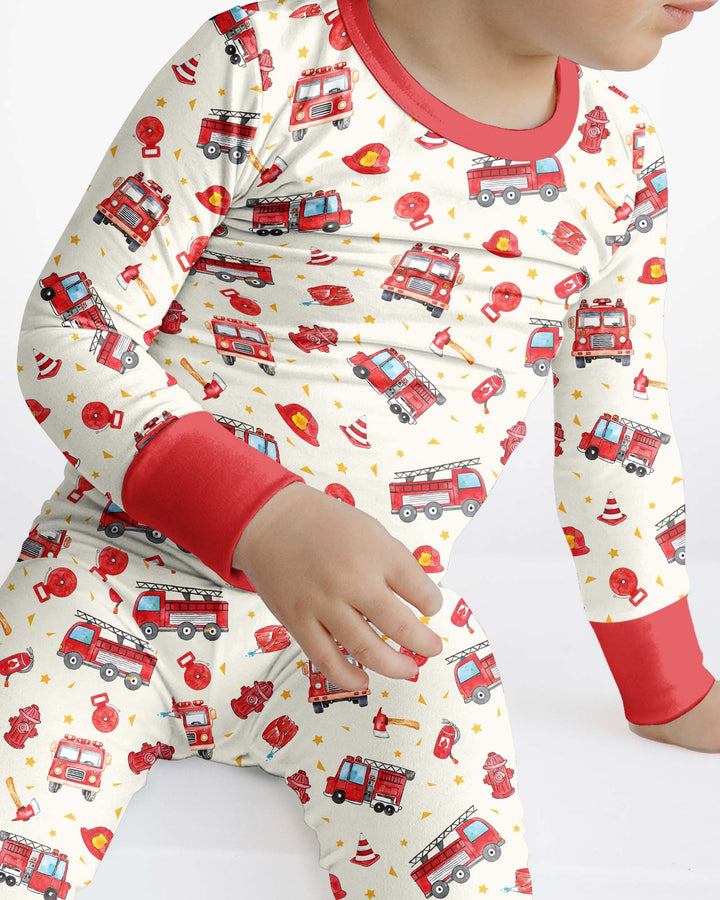 Fire Truck Bamboo Two Piece Long Sleeve Pajama Set