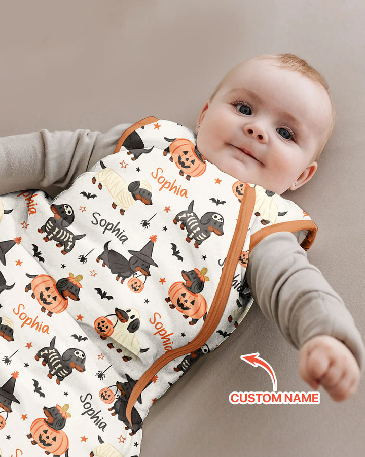 Orange and Black Dachshund Bamboo Sleep Bag