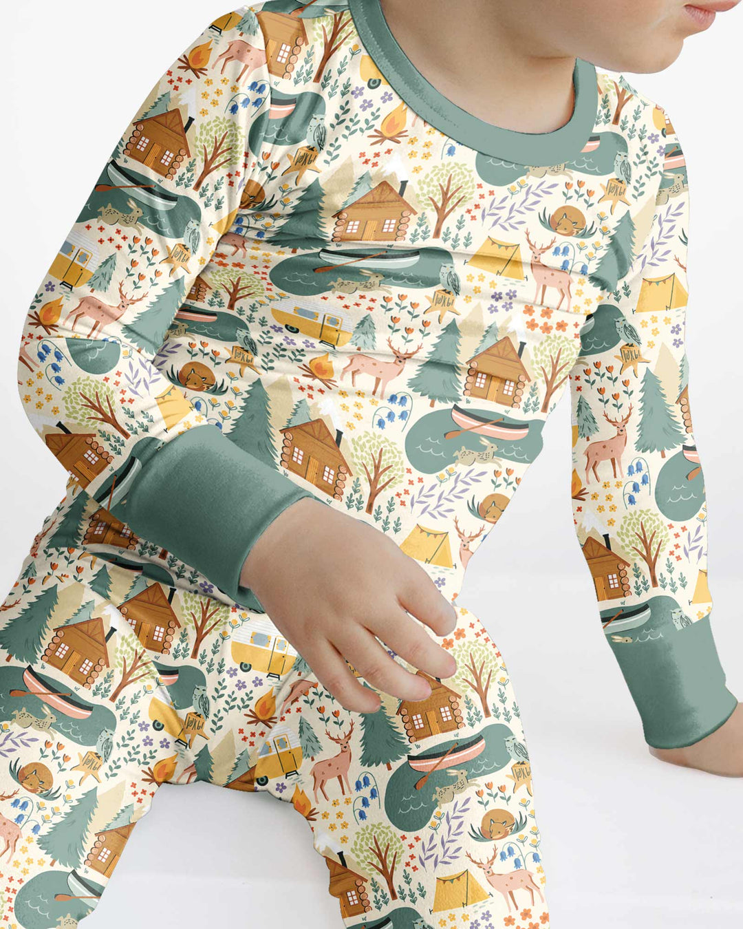 Lake View Camping Bamboo Two Piece Long Sleeve Pajama Set