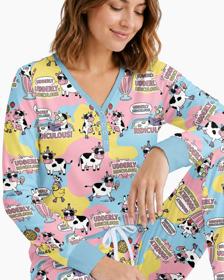 Too Ridiculous To Moo Bamboo Women Pajama Set