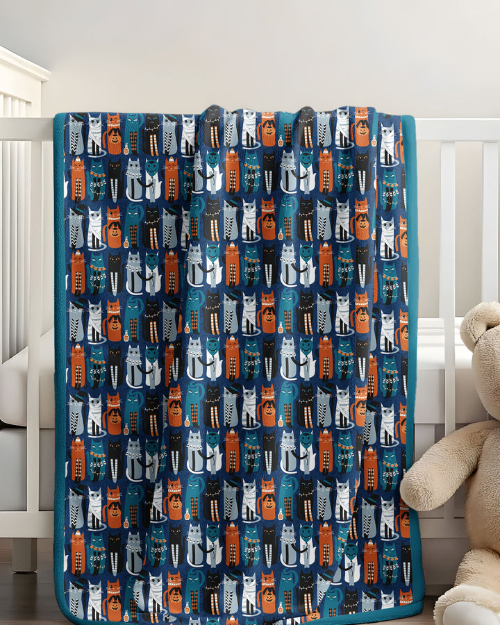 Retro Halloween Cat Bamboo Blanket