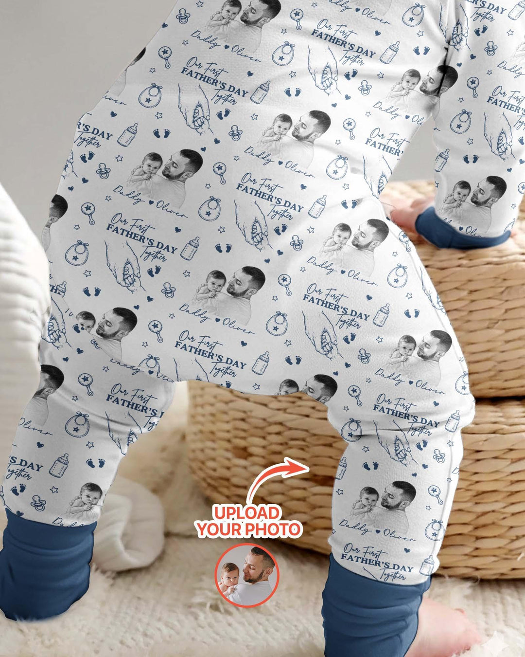 Custom Photo Our First Father's Day Together Bamboo Convertible Zippy
