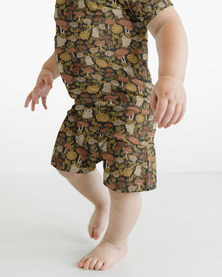 Ghost Garden Dark Autumn Bamboo Two Piece Short Sleeve Shorts Pajama Set