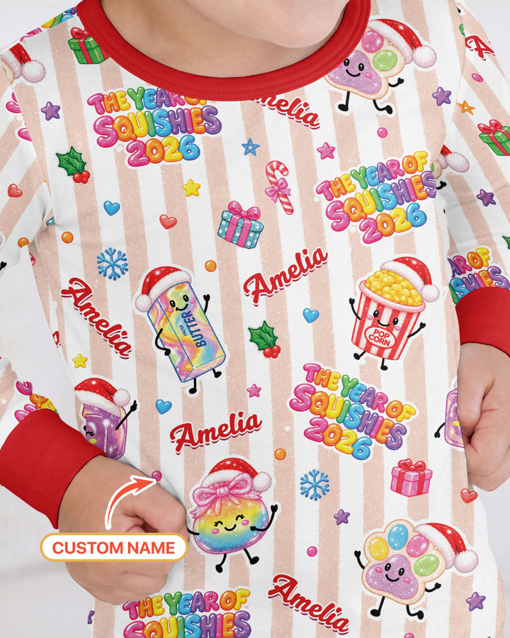 Custom Name The Year of Squishies 2026 Bamboo Two Piece Long Sleeve Pajama Set