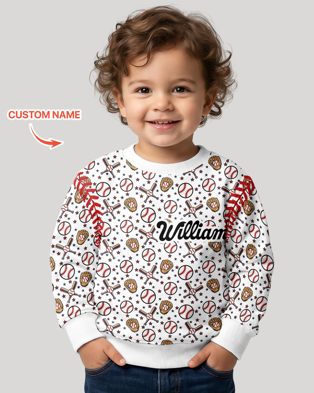 All-Star Baseball Custom Name Bamboo Crewneck Sweatshirt