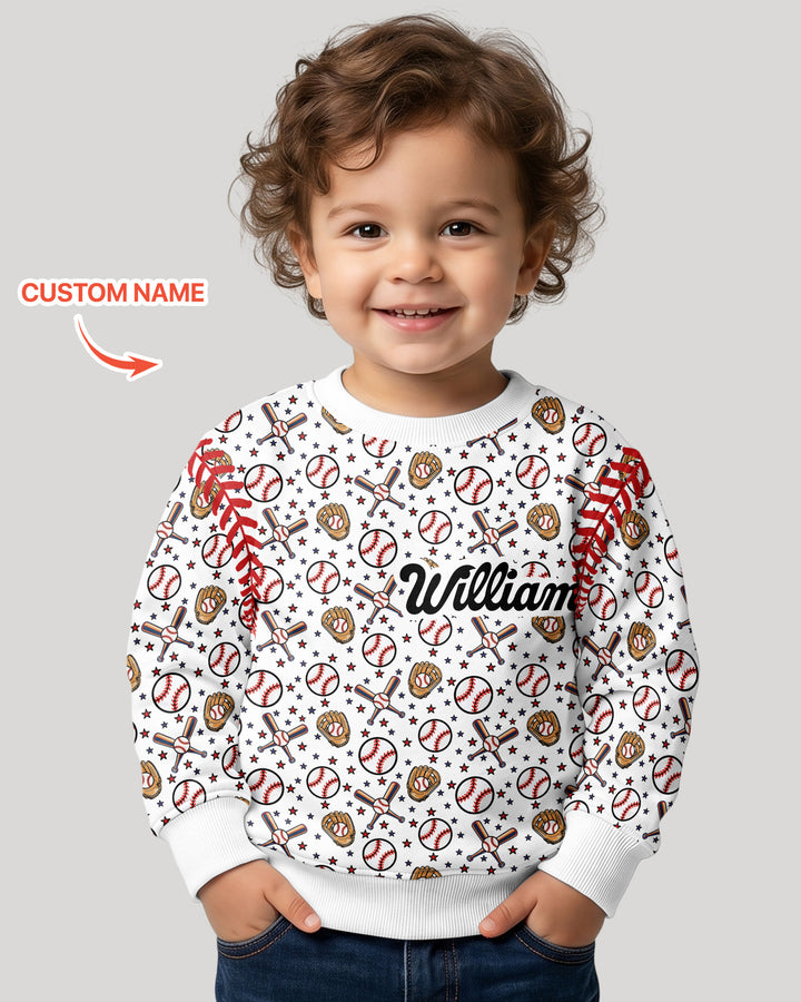 All-Star Baseball Custom Name Bamboo Crewneck Sweatshirt