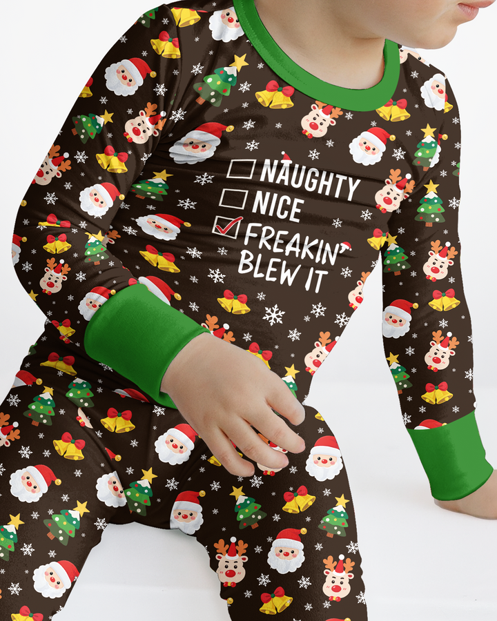 Santa Naughty Nice Bamboo Two Piece Long Sleeve Pajama Set