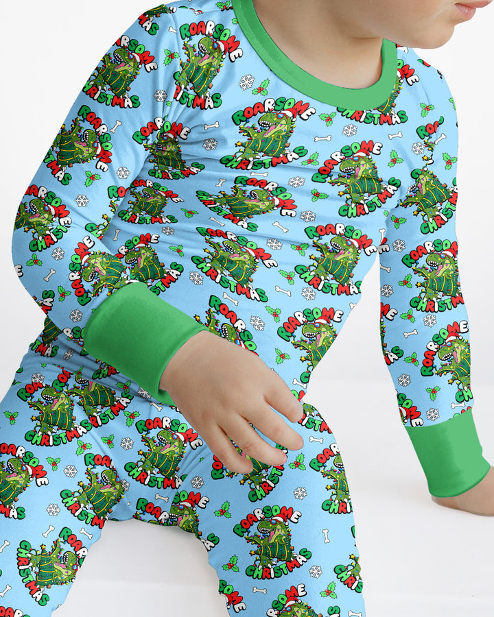 Merry Roarsome Christmas  Bamboo Two Piece Long Sleeve Pajama Set