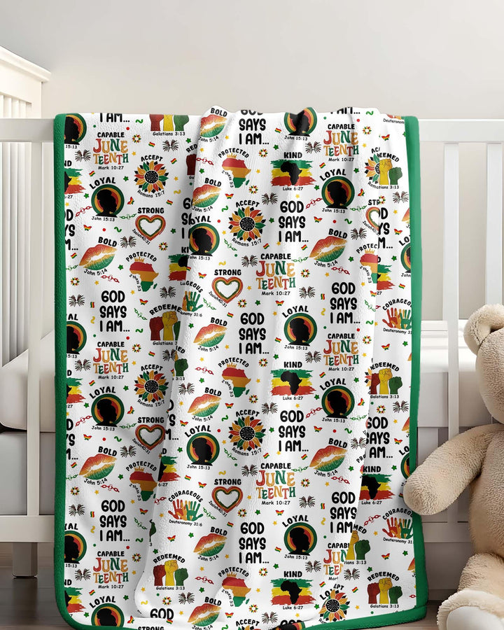 God Says I Am Juneteenth Bamboo Blanket