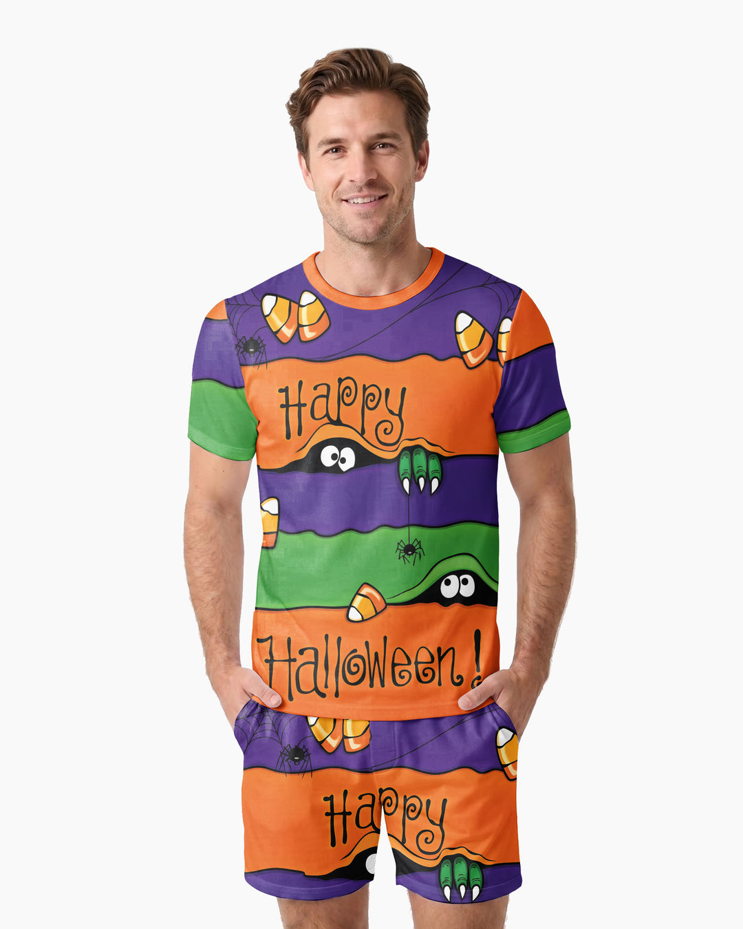 Happy Halloween Bamboo Men Short Sleeve Short Pajama Set