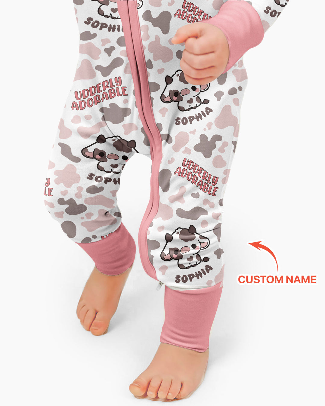 Udderly Adorable Custom Name Bamboo Convertible Zippy