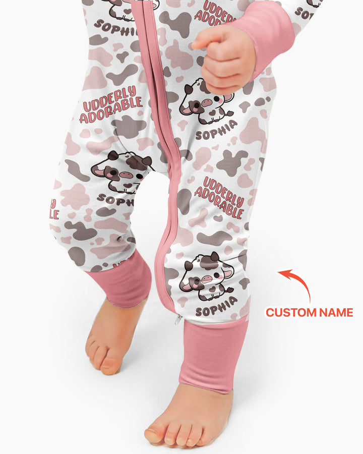 Udderly Adorable Custom Name Bamboo Convertible Zippy