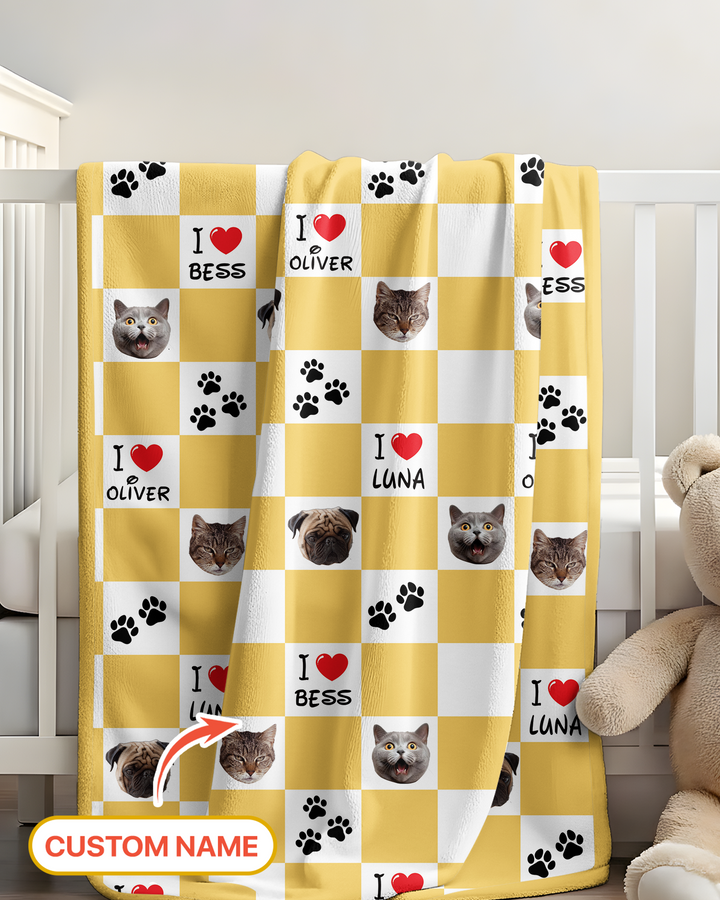 Custom Photo I Love My Best Friend Dog/Cat Bamboo Blanket