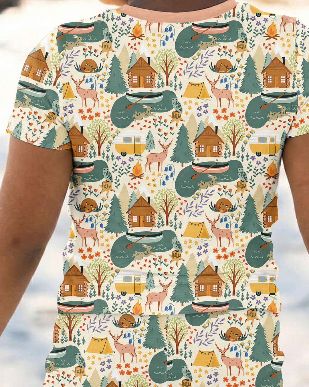 Lake View Camping Bamboo Two Piece Short Sleeve Pajama Set