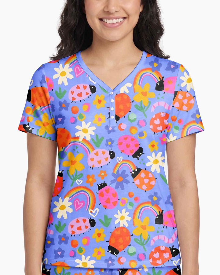 Lady Bugs Bamboo Women Short Sleeve Short Pajama Set