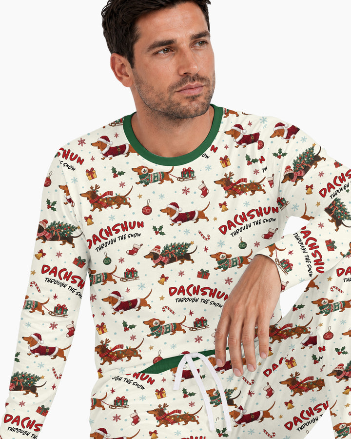Dachshund Through The Snow Bamboo Men's Pajama Set