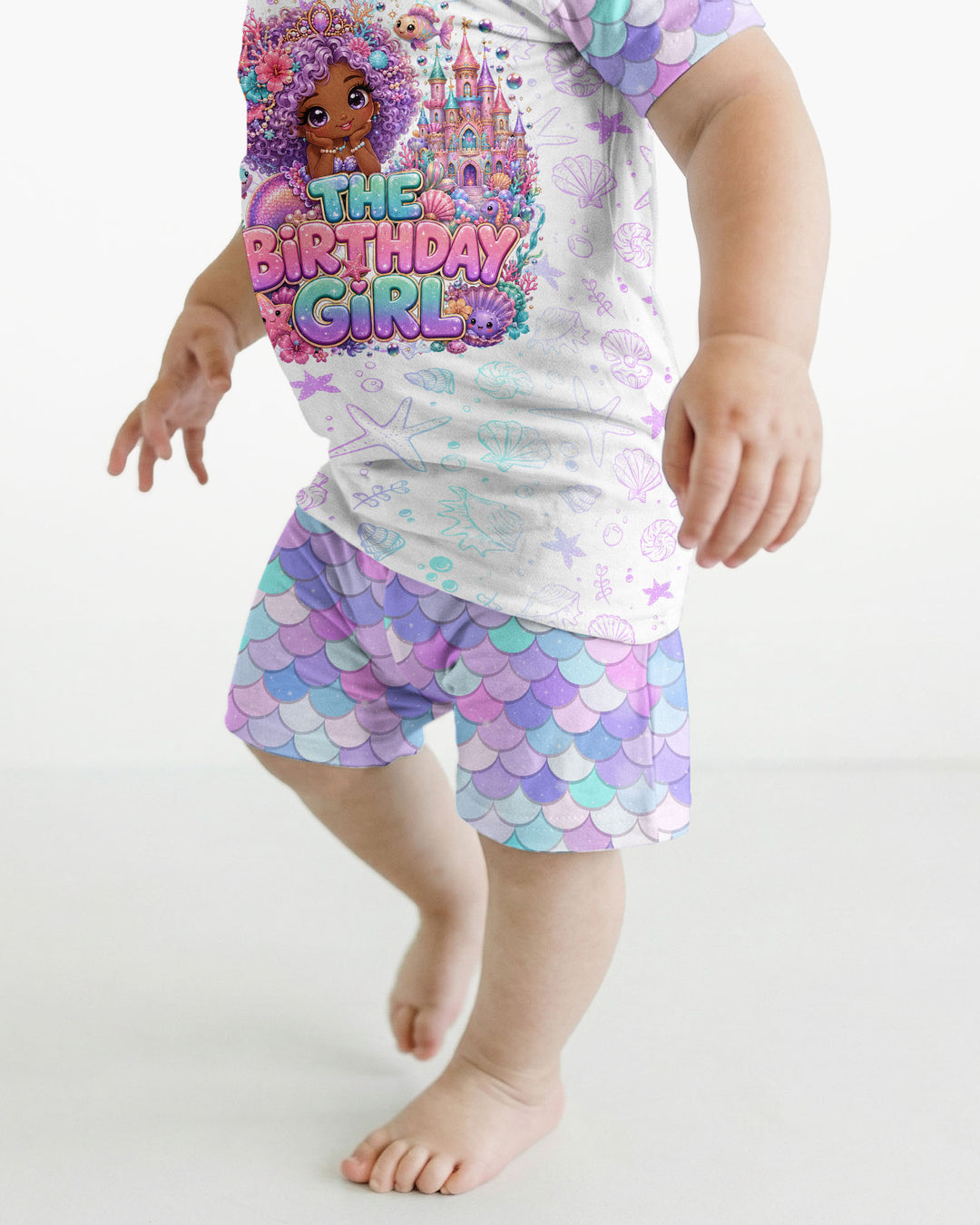 Black Mermaid The Birthday Girl Bamboo Two Piece Short Sleeve Shorts Pajama Set