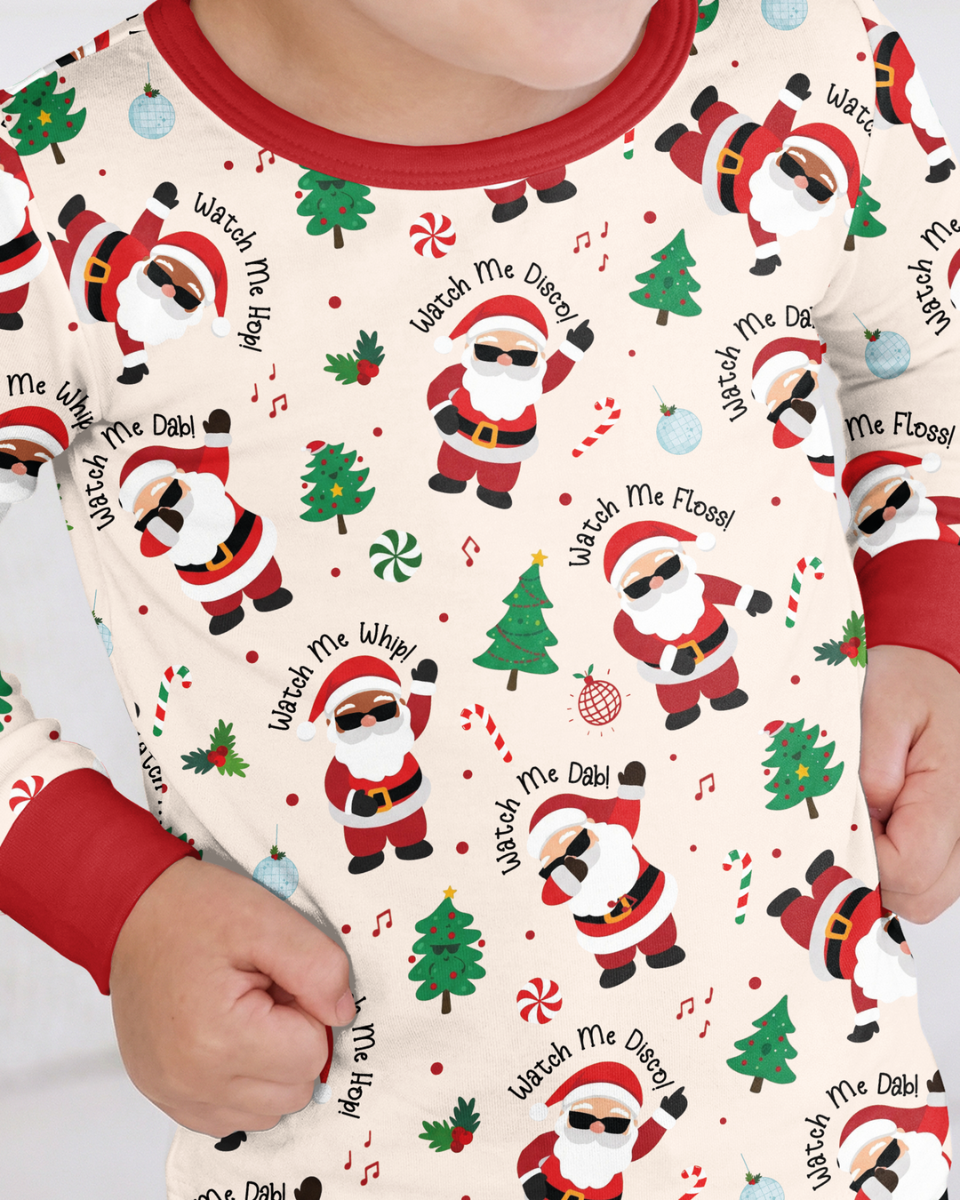 Santa's Christmas Dance Party Bamboo Two Piece Long Sleeve Pajama Set