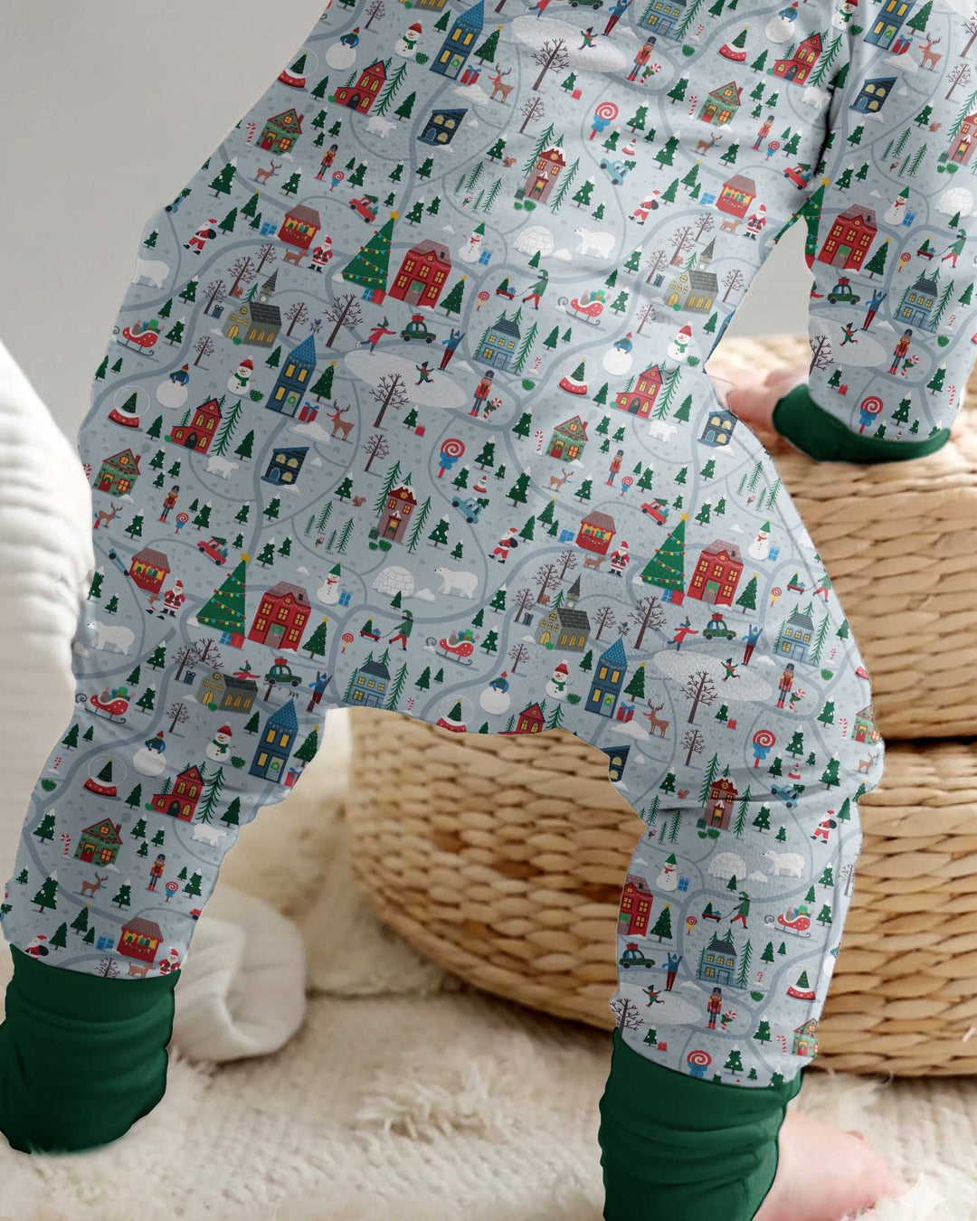 Snowy Christmas Village Map Bamboo Convertible Zippy