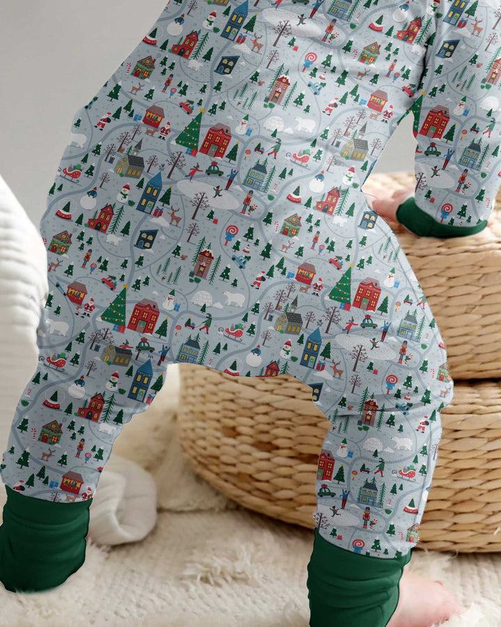 Snowy Christmas Village Map Bamboo Convertible Zippy