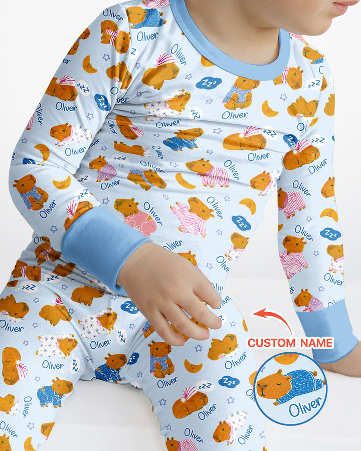 Cozy Capybara Dreams Bamboo Two Piece Long Sleeve Pajama Set