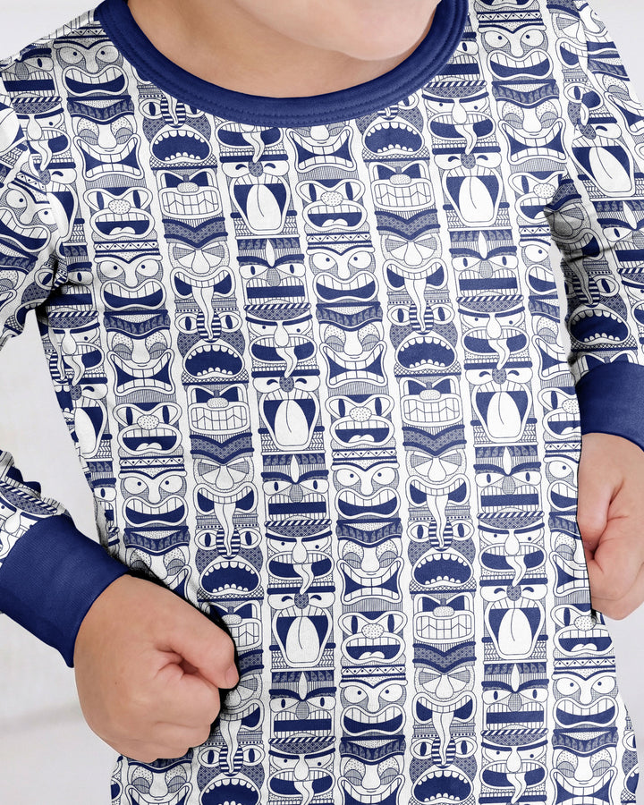 Friendly Totem Pole Figures Bamboo Two Piece Long Sleeve Pajama Set