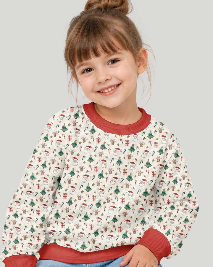 Vintage Santa Christmas Doodles Bamboo Crewneck Sweatshirt