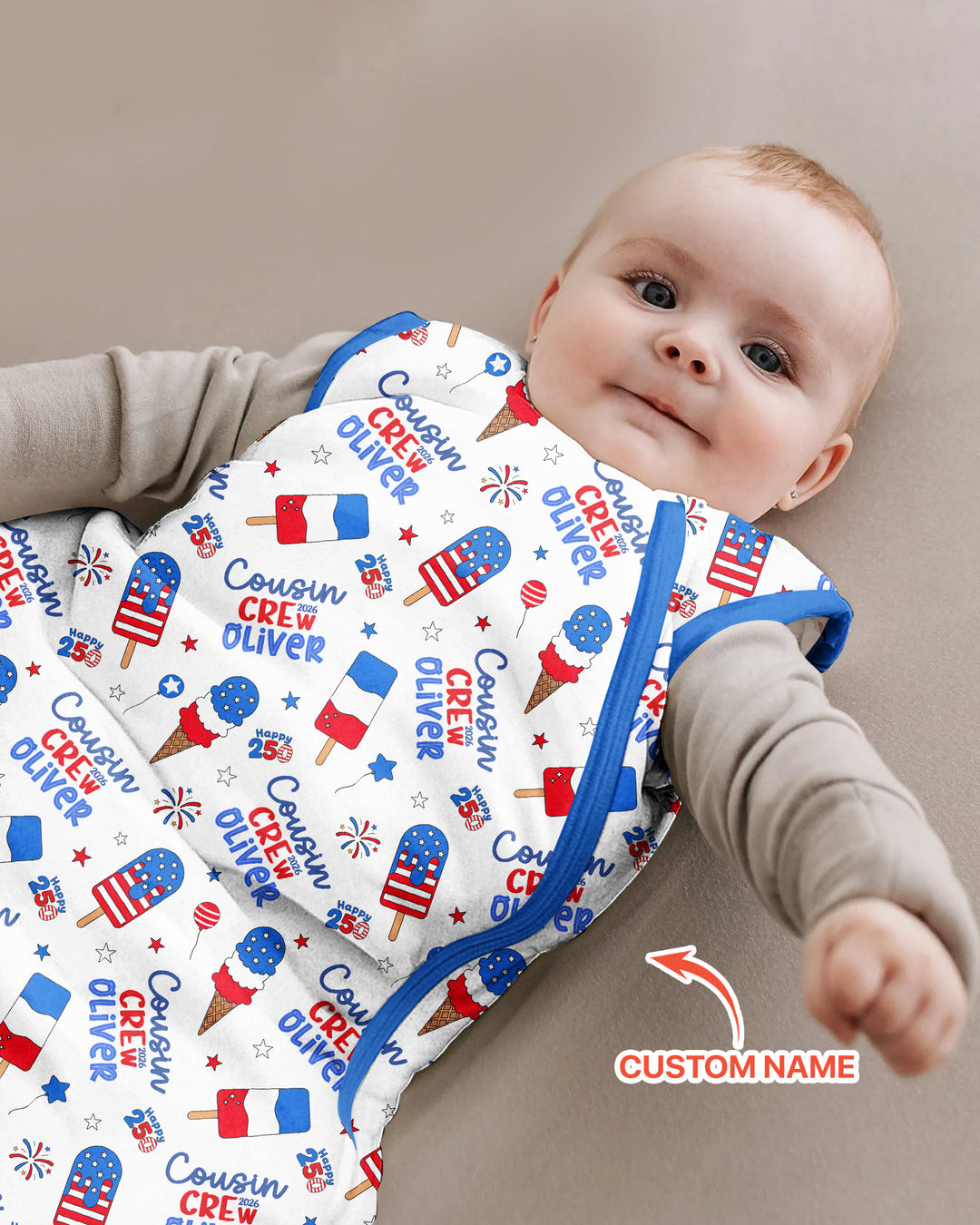 Custom Name 4th of July Cousin Crew Bamboo Sleep Bag